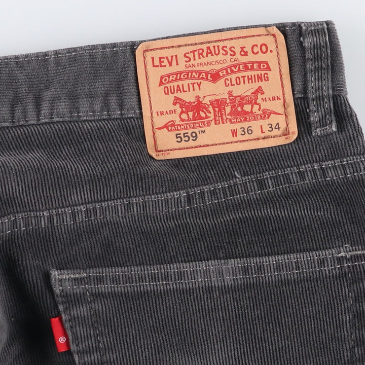 2000'S Levi's 559 Relaxed Straight Corduroy Pants, Men's, Size W36 cotton Charcoal Vintage Second Hand