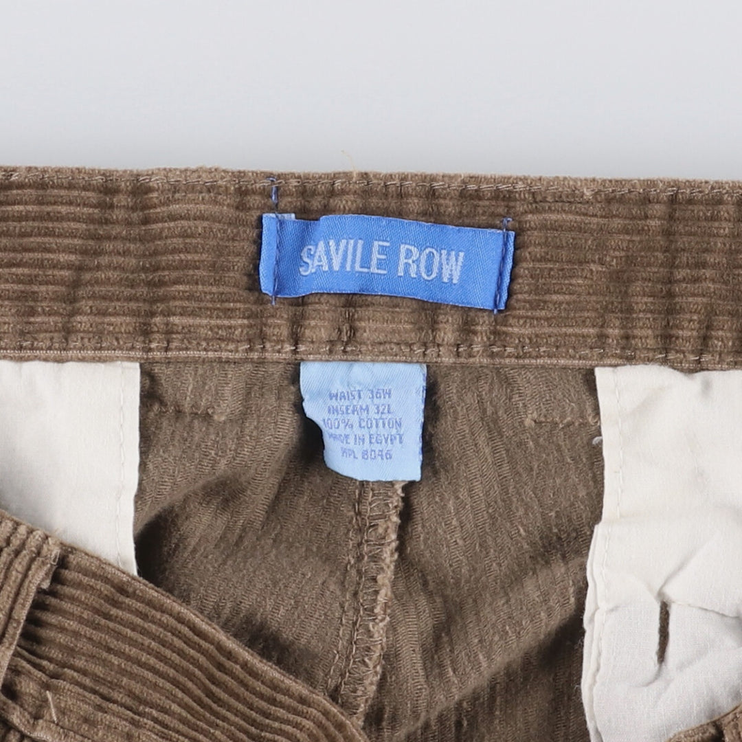 SAVILE ROW Two-pleat Corduroy Pants, Men's, Size W34 cotton brown type Vintage Second Hand