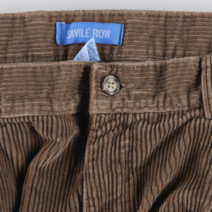 SAVILE ROW Two-pleat Corduroy Pants, Men's, Size W34 cotton brown type Vintage Second Hand