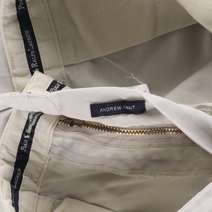 Ralph Lauren POLO RALPH LAUREN ANDREW PANT Two-pleat chino pants Men's size W35 cotton pale white type Vintage Second Hand