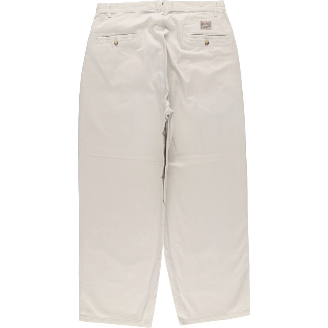 Ralph Lauren POLO by Ralph Lauren Two-pleat Chino Pants for Men, W32 equivalent cotton pale white type Vintage Second Hand