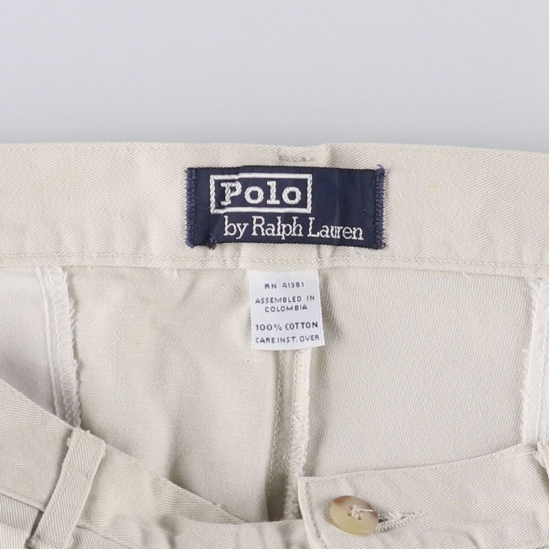 Ralph Lauren POLO by Ralph Lauren Two-pleat Chino Pants for Men, W32 equivalent cotton pale white type Vintage Second Hand