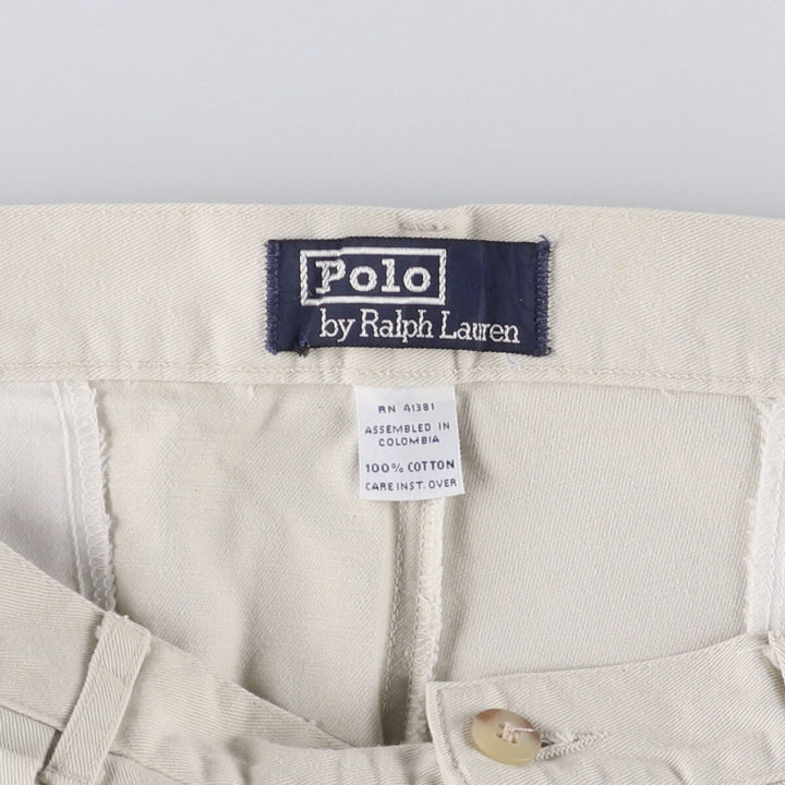 Ralph Lauren POLO by Ralph Lauren Two-pleat Chino Pants for Men, W32 equivalent cotton pale white type Vintage Second Hand