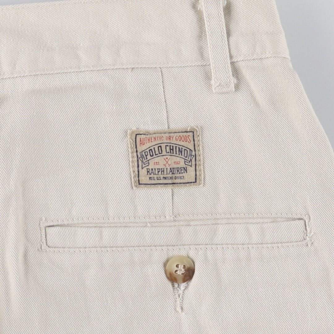 Ralph Lauren POLO by Ralph Lauren Two-pleat Chino Pants for Men, W32 equivalent cotton pale white type Vintage Second Hand