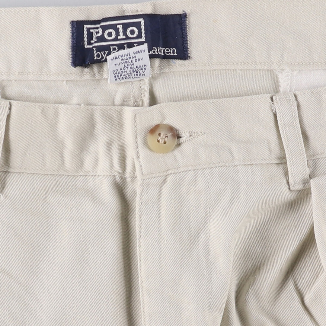 Ralph Lauren POLO by Ralph Lauren Two-pleat Chino Pants for Men, W32 equivalent cotton pale white type Vintage Second Hand