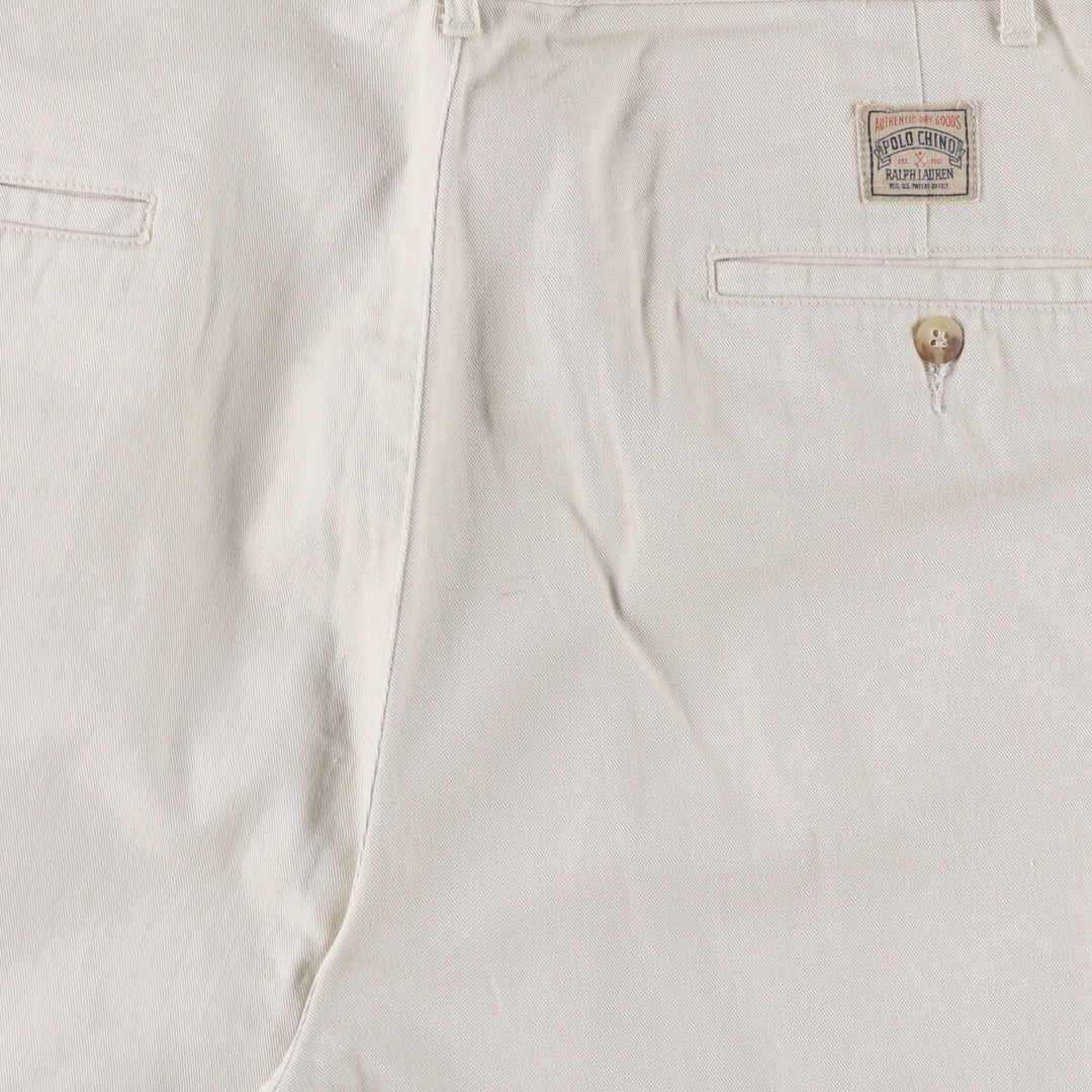 Ralph Lauren POLO by Ralph Lauren Two-pleat Chino Pants for Men, W32 equivalent cotton pale white type Vintage Second Hand