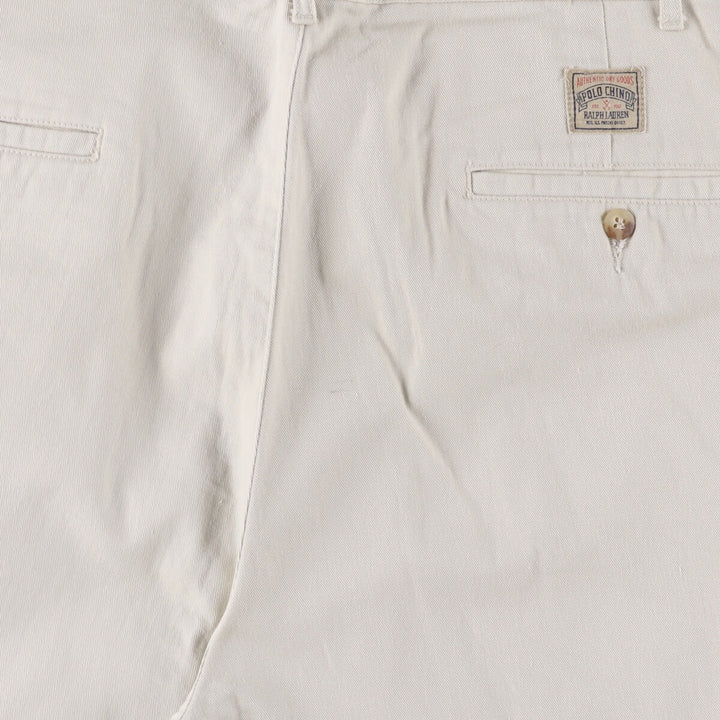 Ralph Lauren POLO by Ralph Lauren Two-pleat Chino Pants for Men, W32 equivalent cotton pale white type Vintage Second Hand