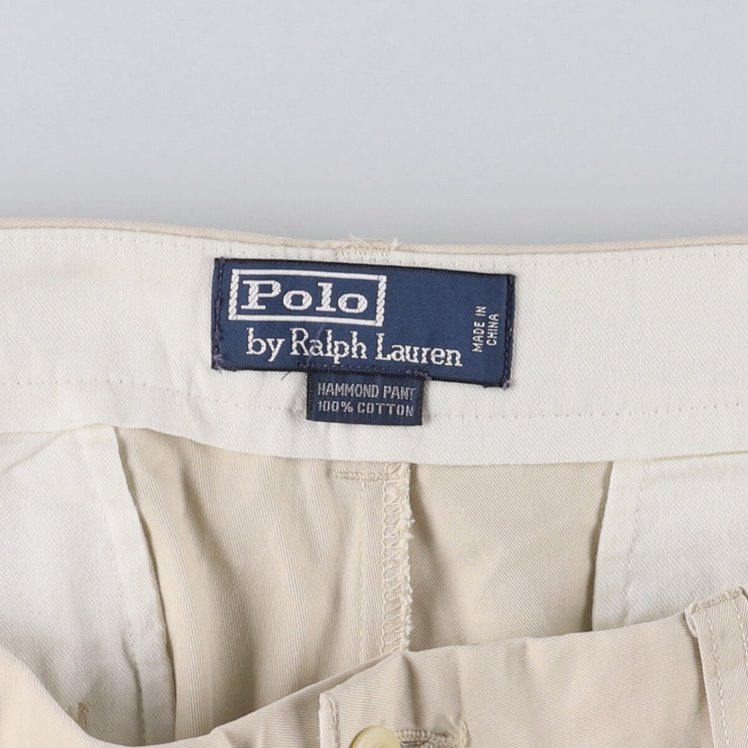 Ralph Lauren POLO by Ralph Lauren HAMMOND PANT, two-pleat chino pants, men's, w34 equivalent cotton ivory Vintage Second Hand