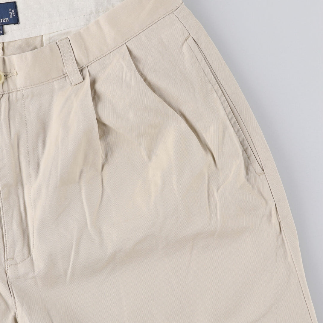 Ralph Lauren POLO by Ralph Lauren HAMMOND PANT, two-pleat chino pants, men's, w34 equivalent cotton ivory Vintage Second Hand