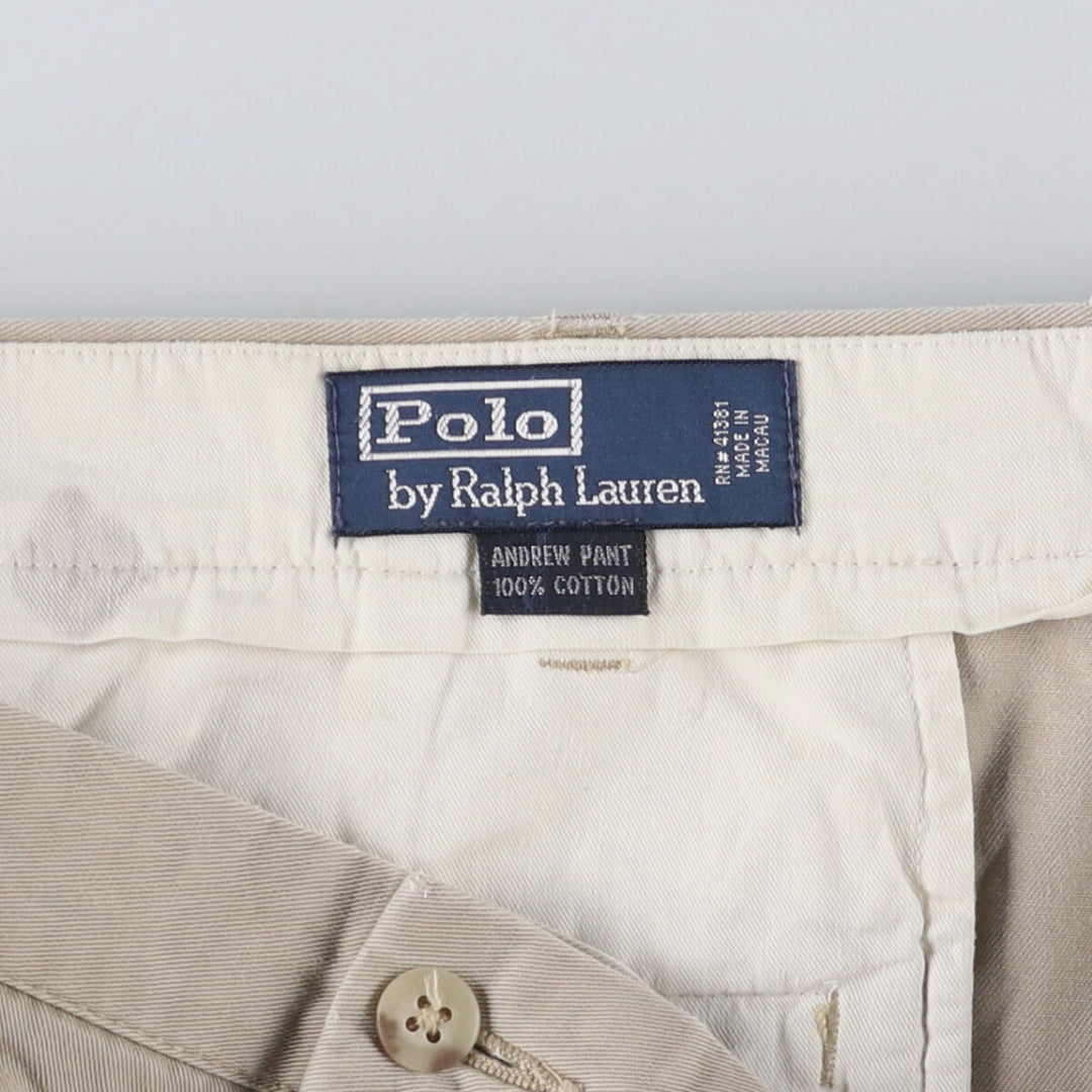 Ralph Lauren POLO by Ralph Lauren ANDREW PANT Two-pleat chino pants for men, equivalent to W34 cotton Beige type Vintage Second Hand