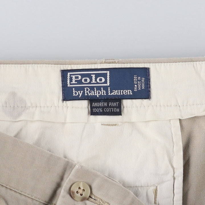 Ralph Lauren POLO by Ralph Lauren ANDREW PANT Two-pleat chino pants for men, equivalent to W34 cotton Beige type Vintage Second Hand