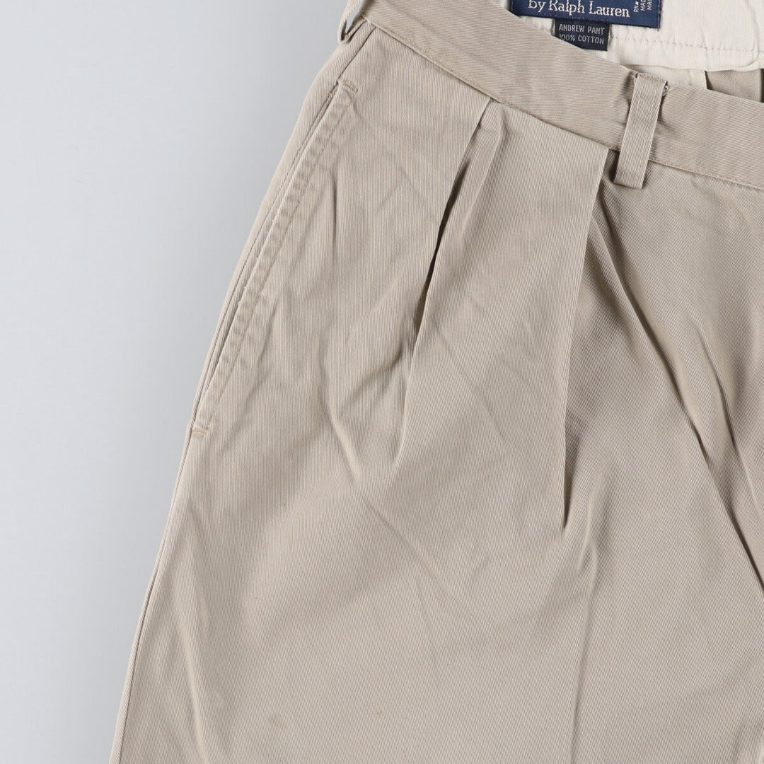 Ralph Lauren POLO by Ralph Lauren ANDREW PANT Two-pleat chino pants for men, equivalent to W34 cotton Beige type Vintage Second Hand