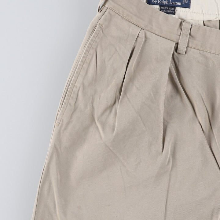 Ralph Lauren POLO by Ralph Lauren ANDREW PANT Two-pleat chino pants for men, equivalent to W34 cotton Beige type Vintage Second Hand