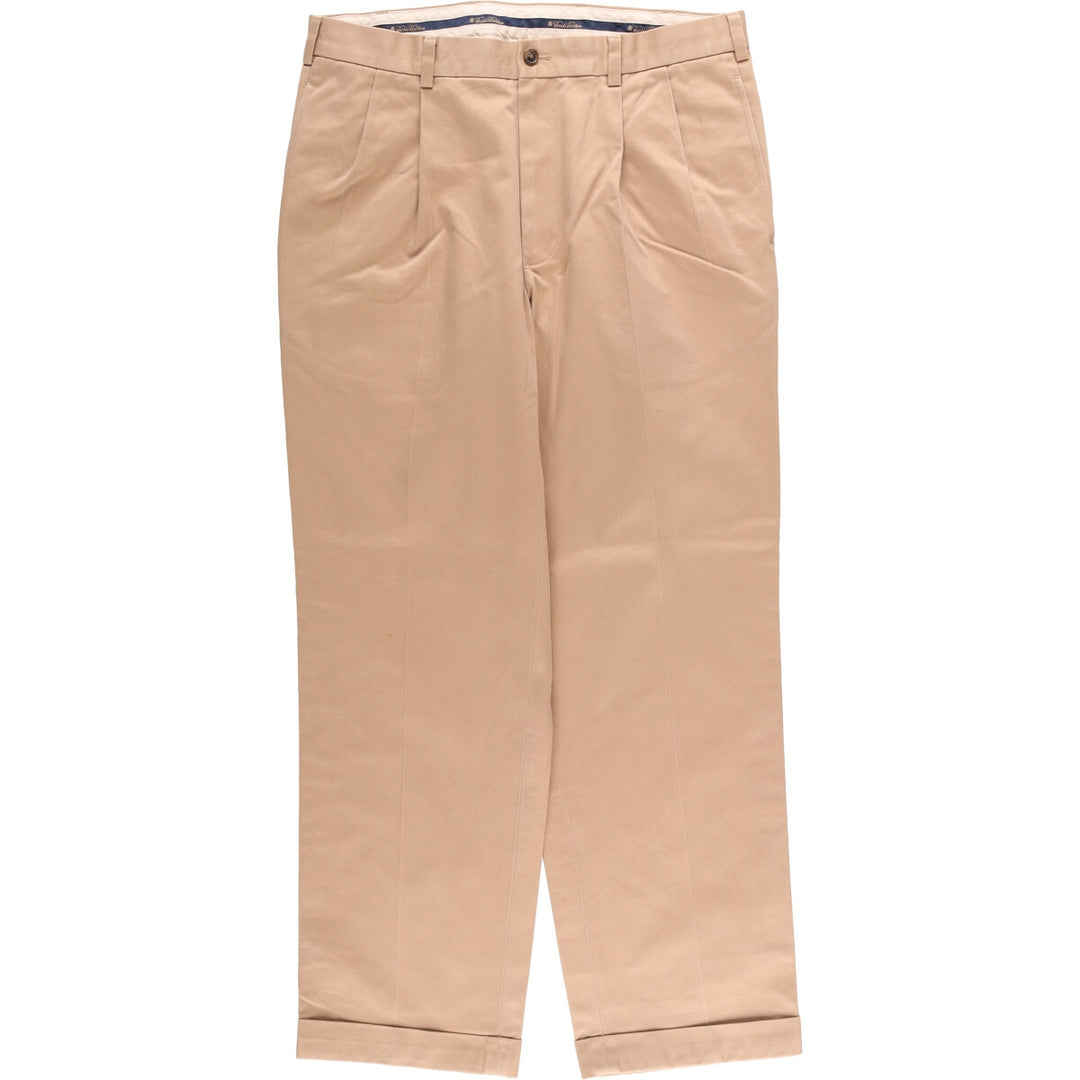 Brooks Brothers ADVANTAGE CHINO ELLIOT Two-Pleated Chino Pants, Men's, Size W34 cotton Beige type Vintage Second Hand