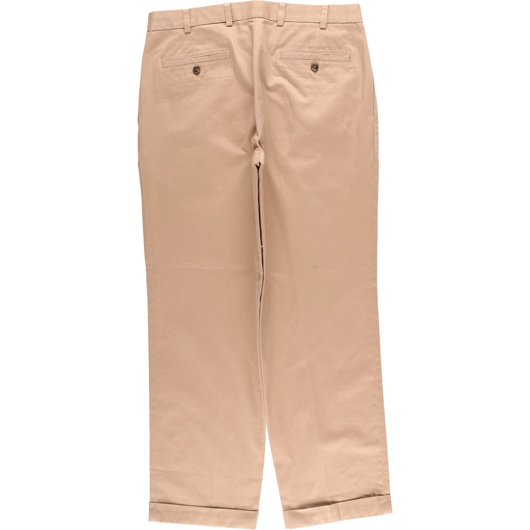 Brooks Brothers ADVANTAGE CHINO ELLIOT Two-Pleated Chino Pants, Men's, Size W34 cotton Beige type Vintage Second Hand