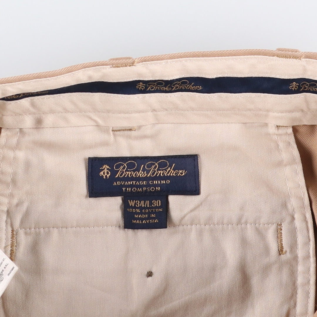 Brooks Brothers ADVANTAGE CHINO ELLIOT Two-Pleated Chino Pants, Men's, Size W34 cotton Beige type Vintage Second Hand