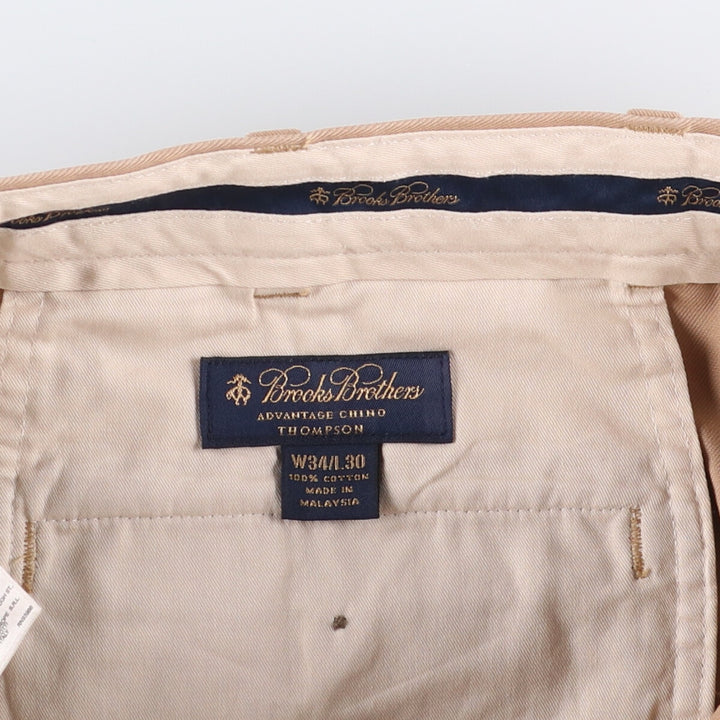 Brooks Brothers ADVANTAGE CHINO ELLIOT Two-Pleated Chino Pants, Men's, Size W34 cotton Beige type Vintage Second Hand