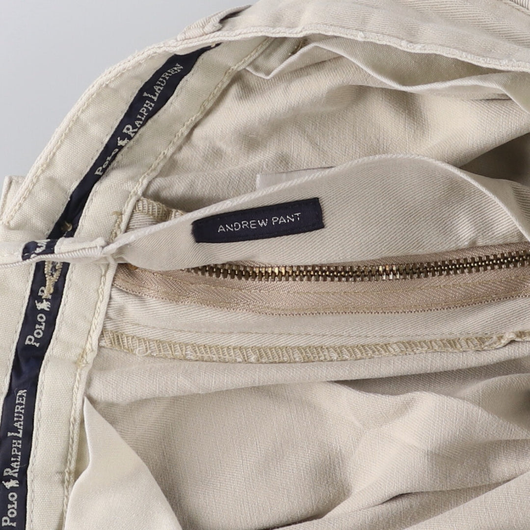 Ralph Lauren POLO RALPH LAUREN ANDREW PANT Two-pleat chino pants for men, size W33 cotton ivory Vintage Second Hand