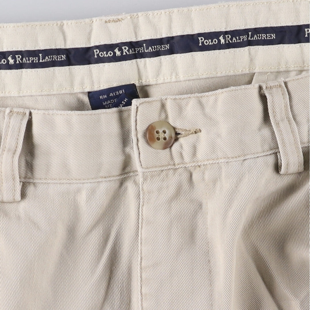 Ralph Lauren POLO RALPH LAUREN ANDREW PANT Two-pleat chino pants for men, size W33 cotton ivory Vintage Second Hand