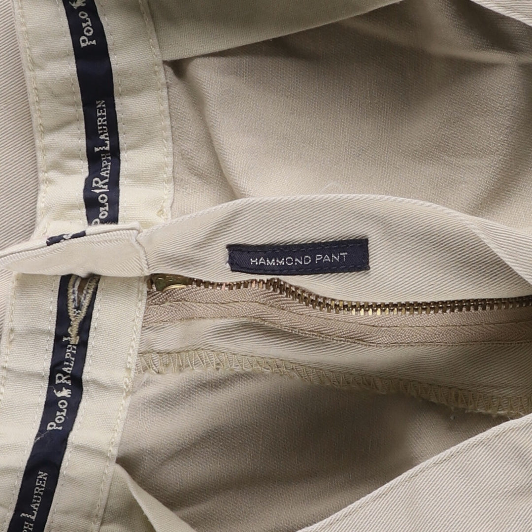 Ralph Lauren POLO RALPH LAUREN HAMMOND PANT, two-pleat chino pants, men's size W34 cotton Beige type Vintage Second Hand
