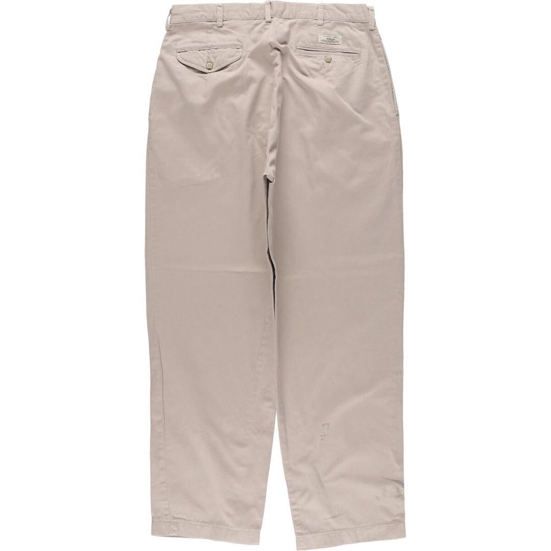 Ralph Lauren POLO by Ralph Lauren HAMMOND PANT, two-pleat chino pants, men's, w34 equivalent cotton Beige type Vintage Second Hand