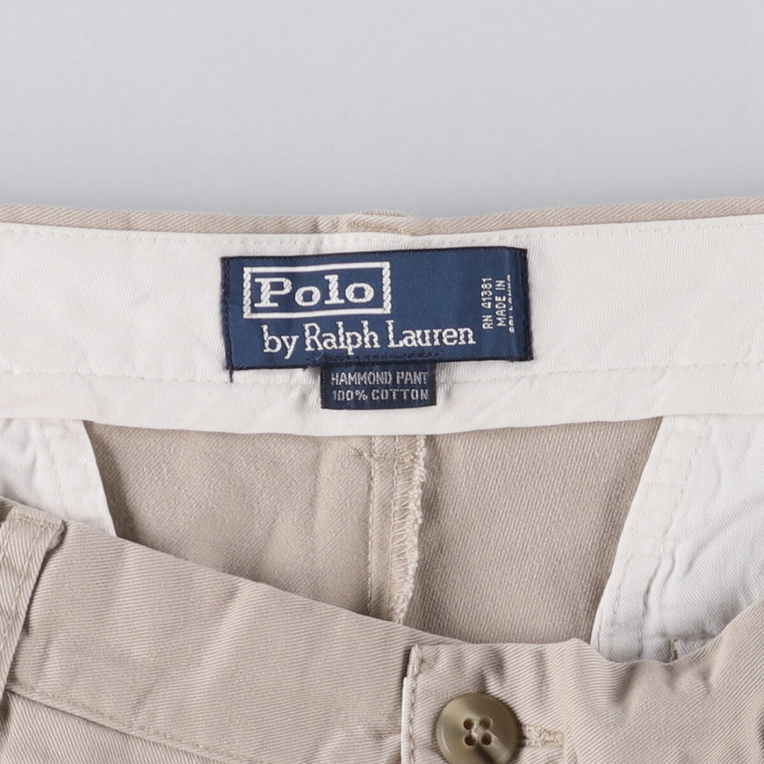 Ralph Lauren POLO by Ralph Lauren HAMMOND PANT, two-pleat chino pants, men's, w34 equivalent cotton Beige type Vintage Second Hand