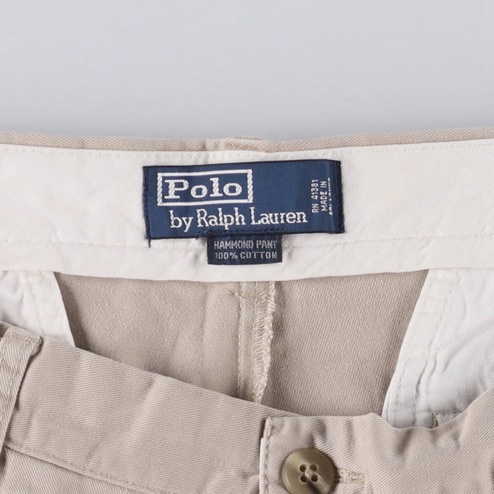 Ralph Lauren POLO by Ralph Lauren HAMMOND PANT, two-pleat chino pants, men's, w34 equivalent cotton Beige type Vintage Second Hand