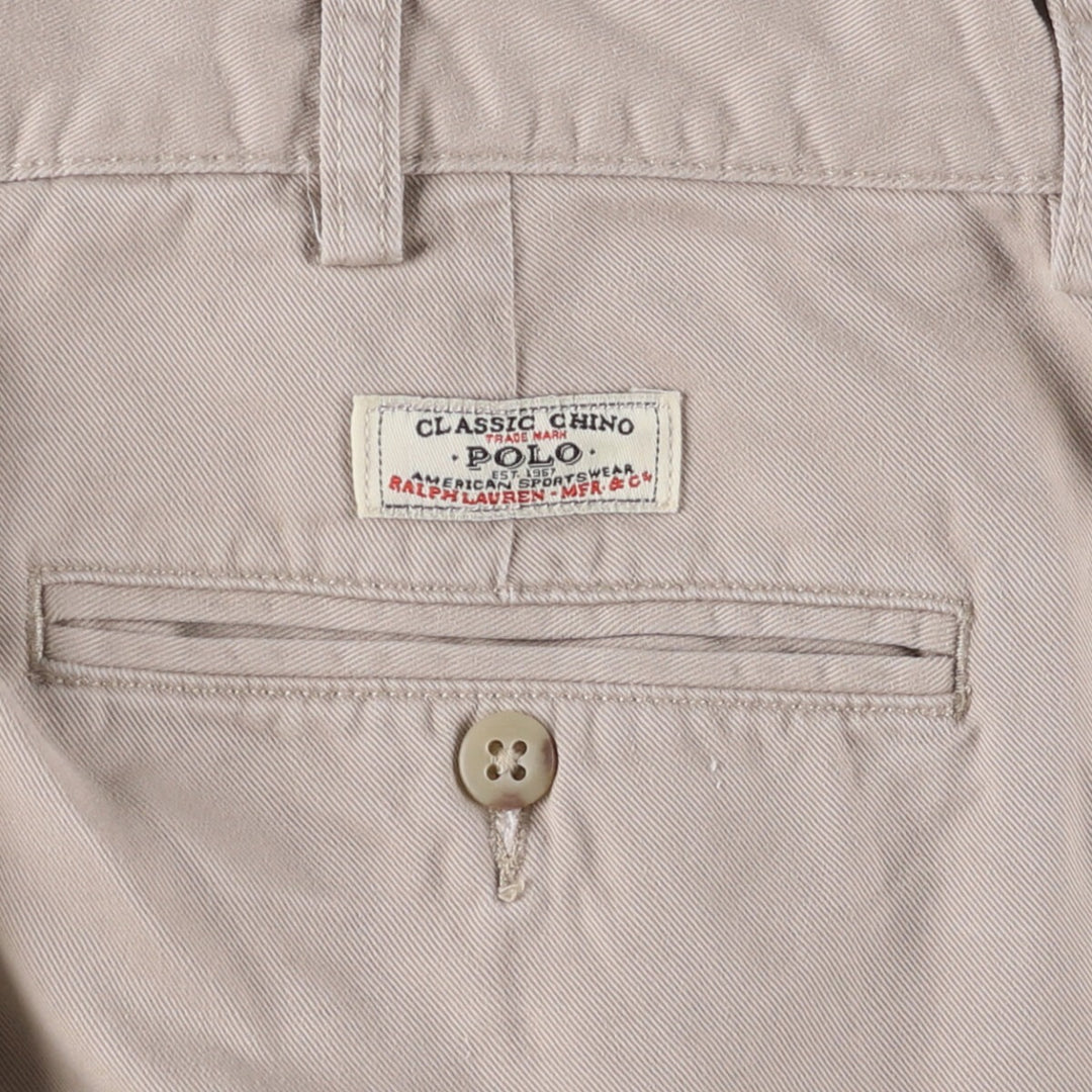 Ralph Lauren POLO by Ralph Lauren HAMMOND PANT, two-pleat chino pants, men's, w34 equivalent cotton Beige type Vintage Second Hand