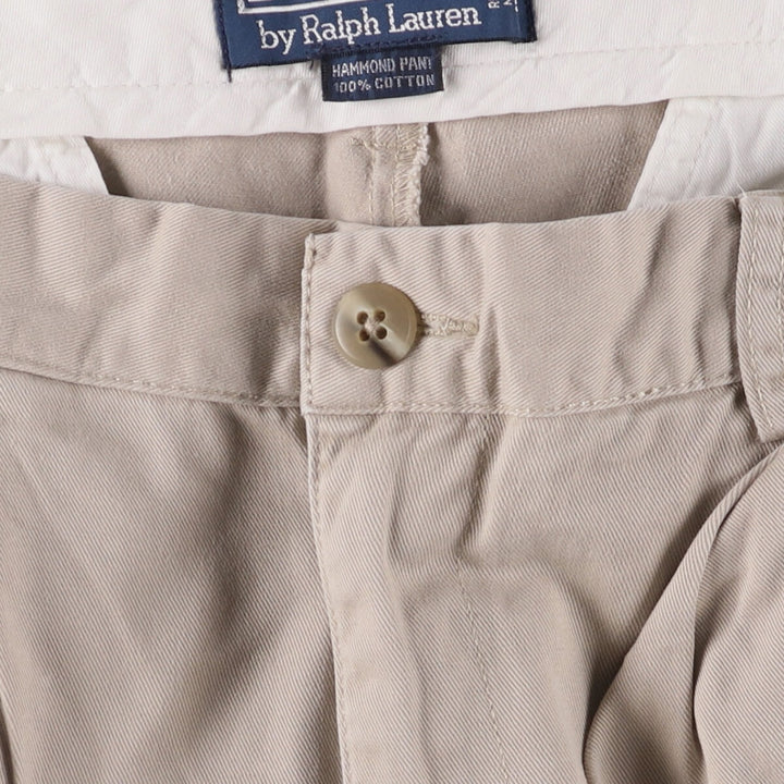 Ralph Lauren POLO by Ralph Lauren HAMMOND PANT, two-pleat chino pants, men's, w34 equivalent cotton Beige type Vintage Second Hand