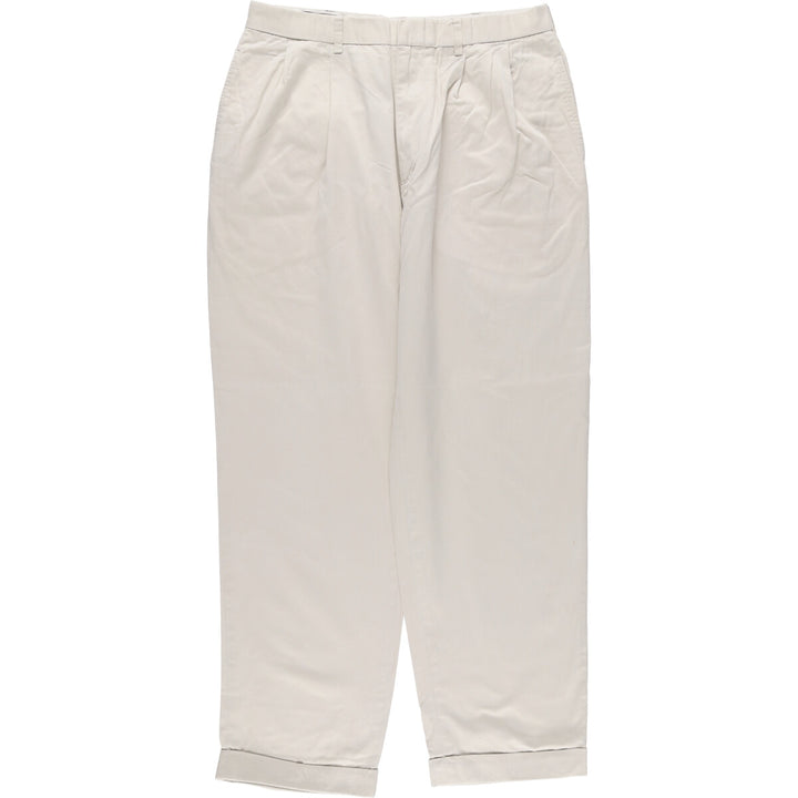 Ralph Lauren POLO by Ralph Lauren Two-pleat Chino Pants for Men, W33 equivalent cotton pale white type Vintage Second Hand