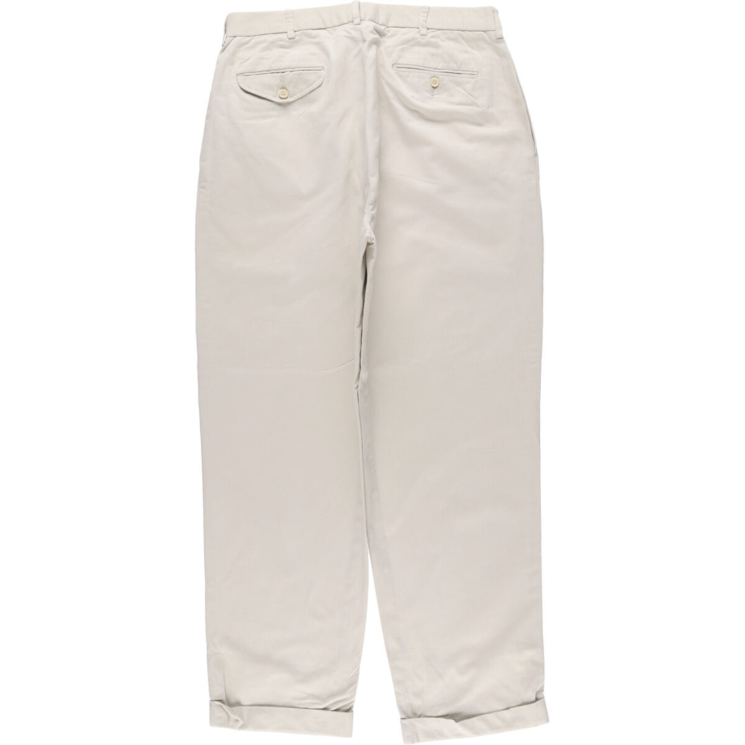Ralph Lauren POLO by Ralph Lauren Two-pleat Chino Pants for Men, W33 equivalent cotton pale white type Vintage Second Hand
