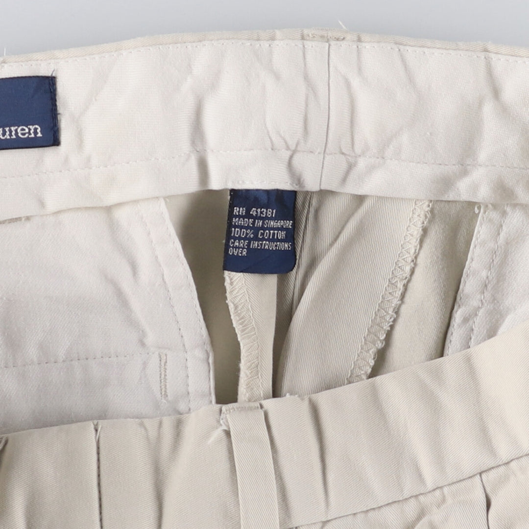Ralph Lauren POLO by Ralph Lauren Two-pleat Chino Pants for Men, W33 equivalent cotton pale white type Vintage Second Hand