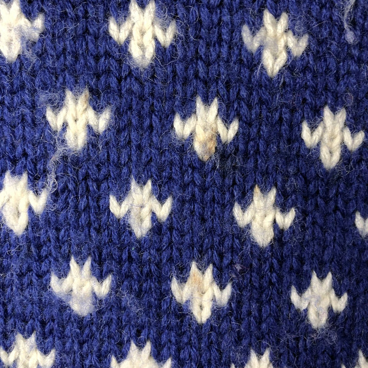 90'S J.Crew all-over print wool knit sweater, men's size L, vintage wool navy blue type Vintage Second Hand