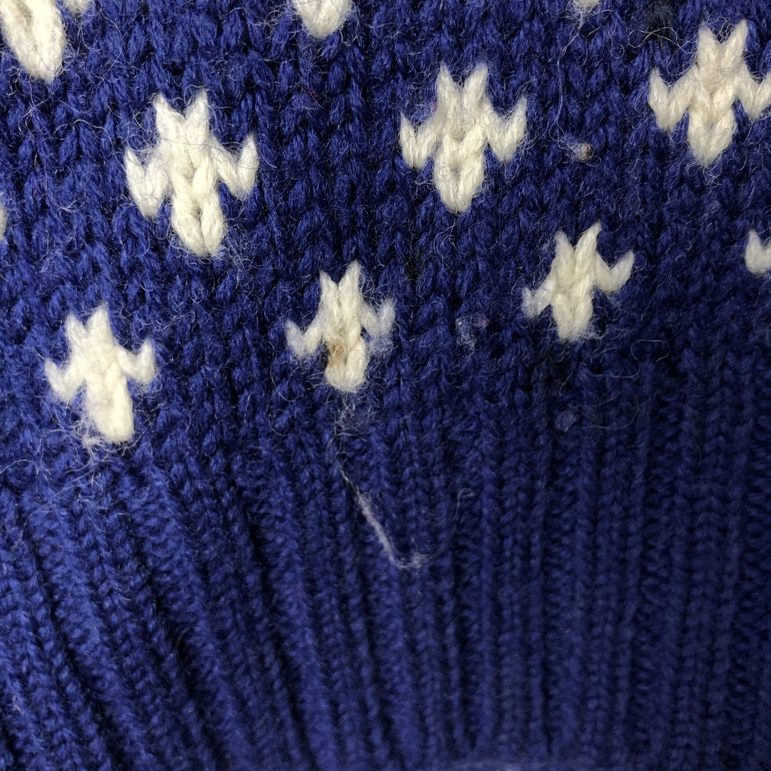 90'S J.Crew all-over print wool knit sweater, men's size L, vintage wool navy blue type Vintage Second Hand