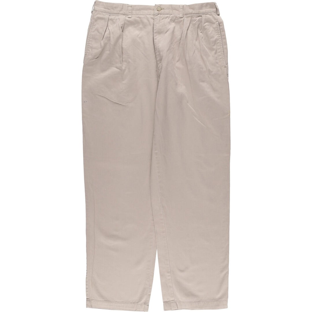 Ralph Lauren POLO by Ralph Lauren ANDREW PANT, two-pleat chino pants, men's, W35 equivalent cotton Beige type Vintage Second Hand