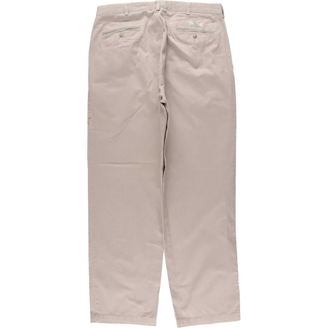 Ralph Lauren POLO by Ralph Lauren ANDREW PANT, two-pleat chino pants, men's, W35 equivalent cotton Beige type Vintage Second Hand