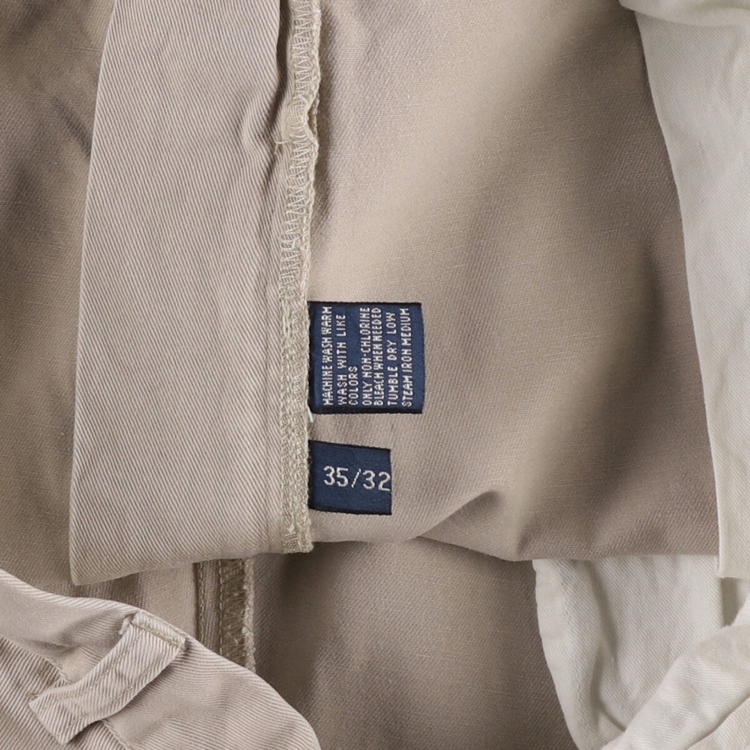 Ralph Lauren POLO by Ralph Lauren ANDREW PANT, two-pleat chino pants, men's, W35 equivalent cotton Beige type Vintage Second Hand