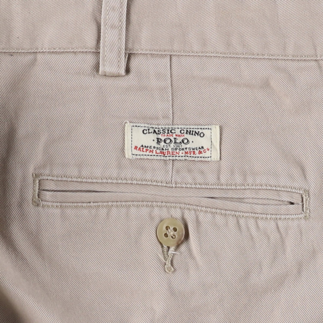 Ralph Lauren POLO by Ralph Lauren ANDREW PANT, two-pleat chino pants, men's, W35 equivalent cotton Beige type Vintage Second Hand