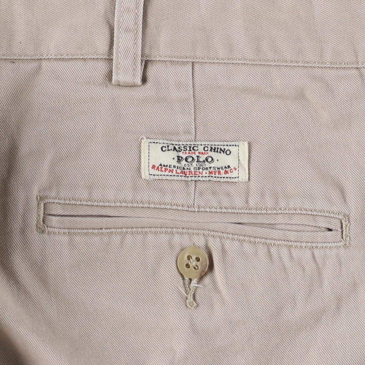 Ralph Lauren POLO by Ralph Lauren ANDREW PANT, two-pleat chino pants, men's, W35 equivalent cotton Beige type Vintage Second Hand