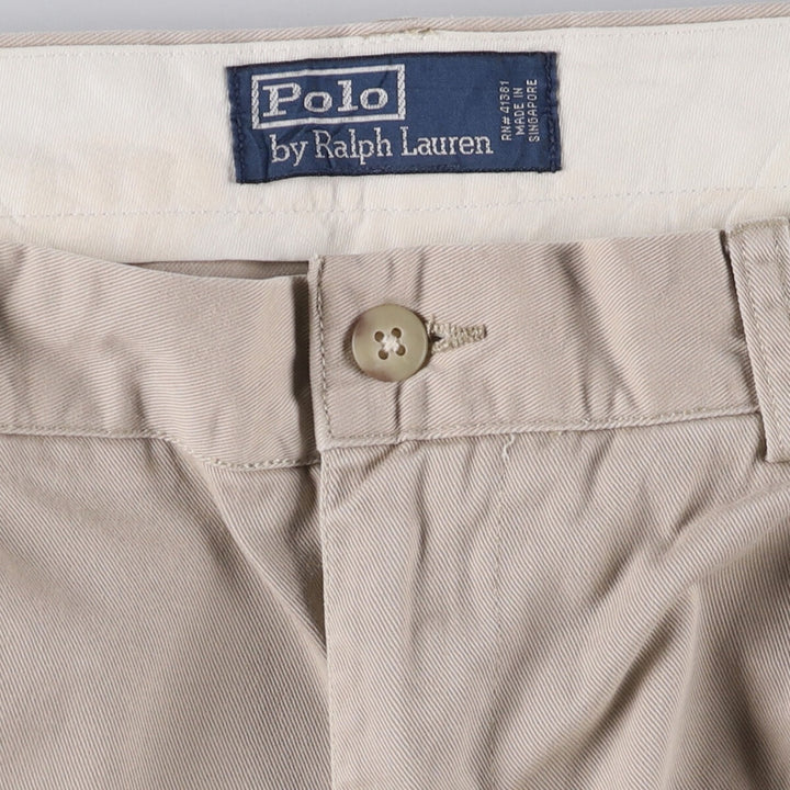 Ralph Lauren POLO by Ralph Lauren ANDREW PANT, two-pleat chino pants, men's, W35 equivalent cotton Beige type Vintage Second Hand