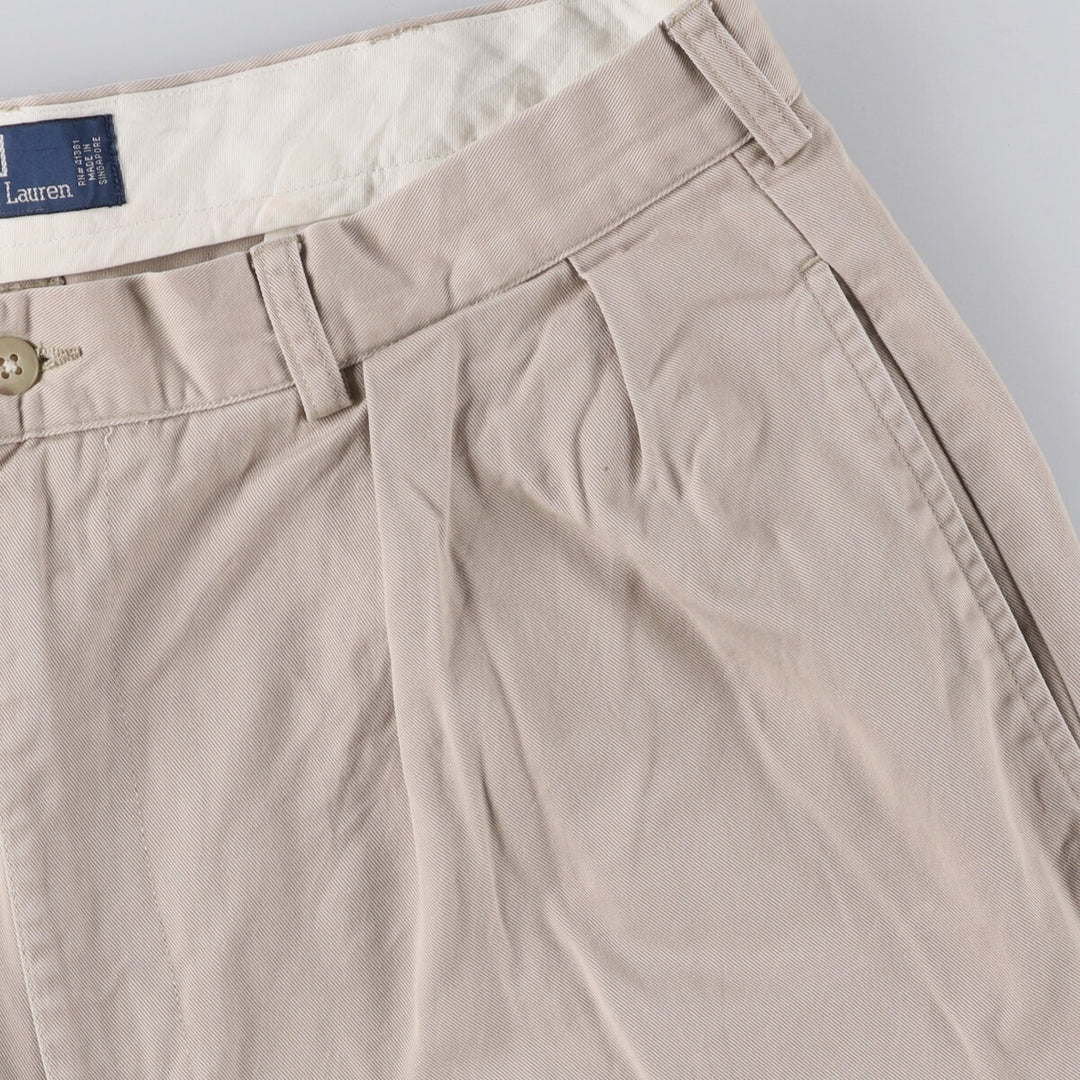 Ralph Lauren POLO by Ralph Lauren ANDREW PANT, two-pleat chino pants, men's, W35 equivalent cotton Beige type Vintage Second Hand
