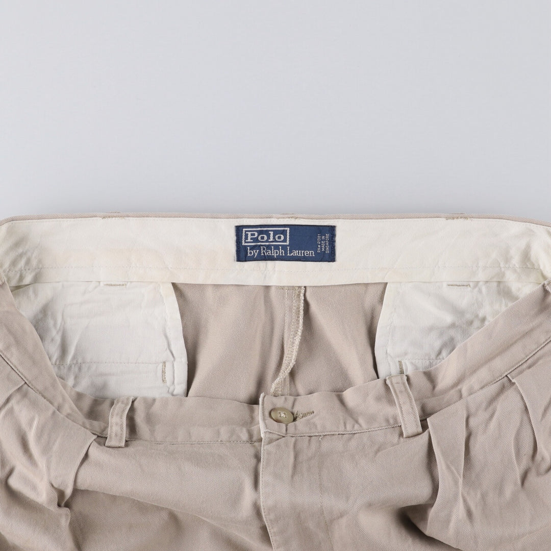 Ralph Lauren POLO by Ralph Lauren ANDREW PANT, two-pleat chino pants, men's, W35 equivalent cotton Beige type Vintage Second Hand