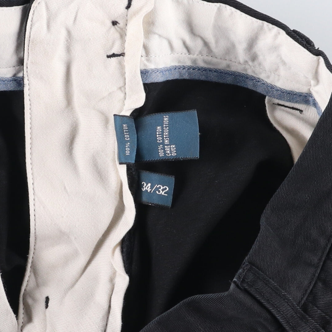 Ralph Lauren POLO by Ralph Lauren Classic Fit Two-Pleated Chino Pants, Men's, Size W34 cotton black type Vintage Second Hand