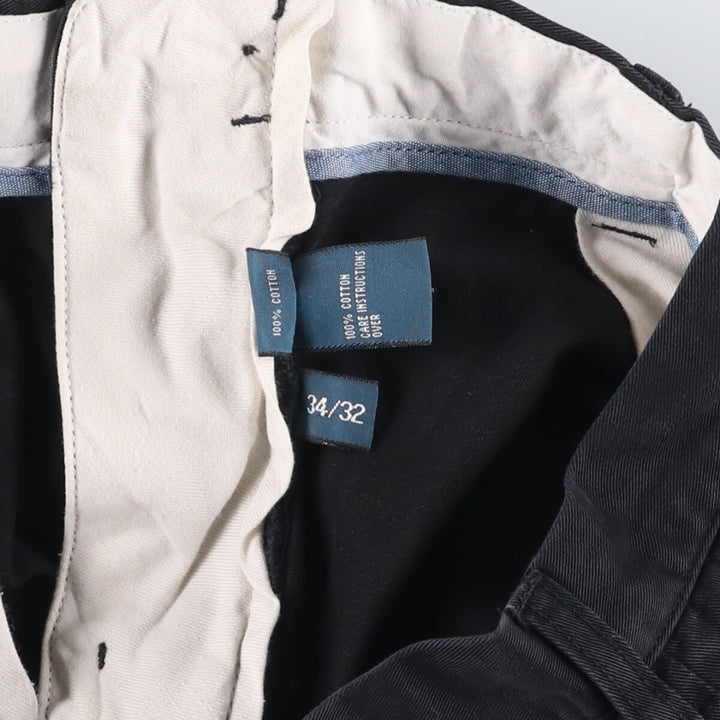 Ralph Lauren POLO by Ralph Lauren Classic Fit Two-Pleated Chino Pants, Men's, Size W34 cotton black type Vintage Second Hand