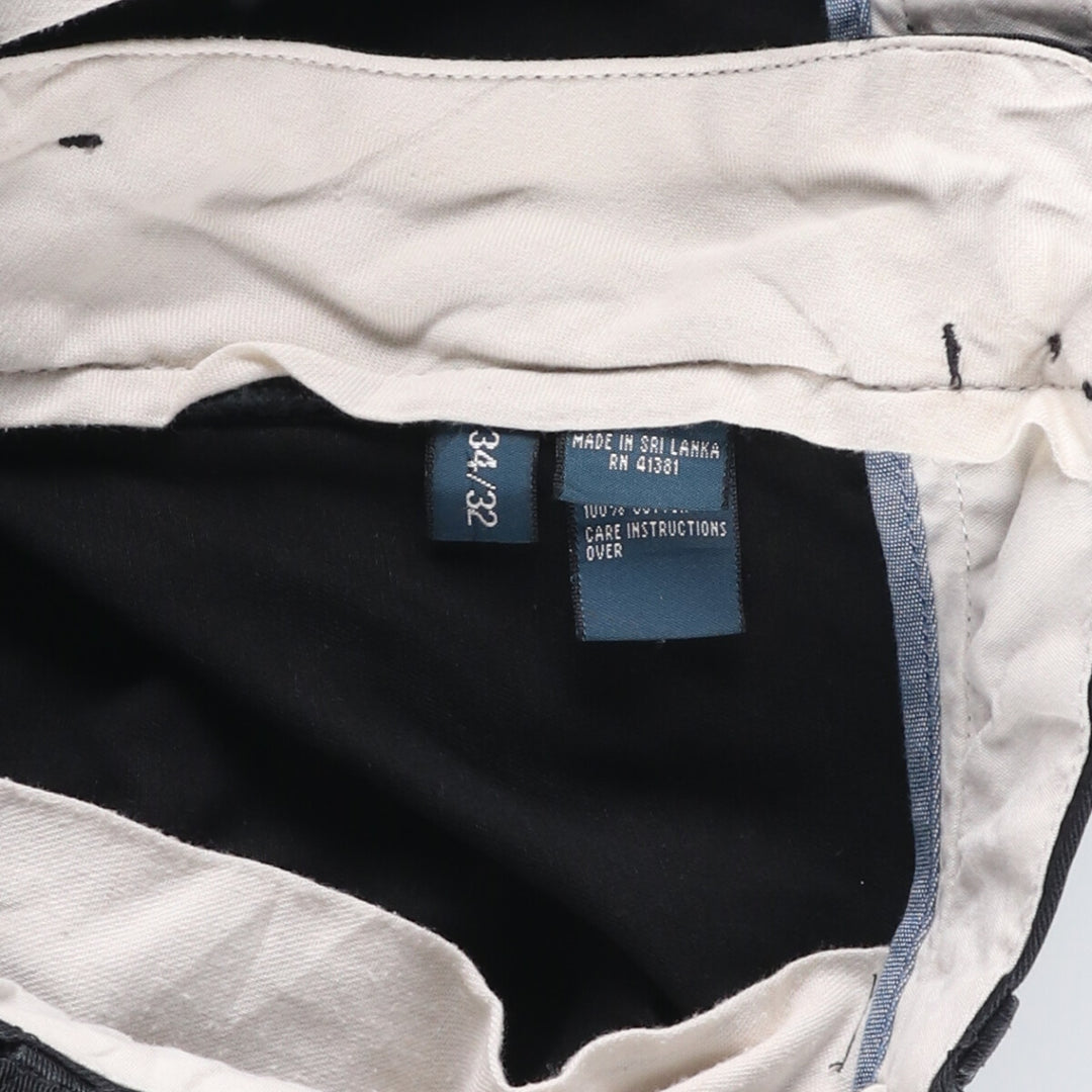 Ralph Lauren POLO by Ralph Lauren Classic Fit Two-Pleated Chino Pants, Men's, Size W34 cotton black type Vintage Second Hand