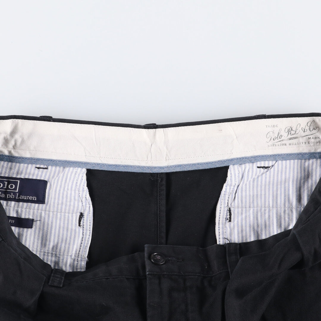 Ralph Lauren POLO by Ralph Lauren Classic Fit Two-Pleated Chino Pants, Men's, Size W34 cotton black type Vintage Second Hand