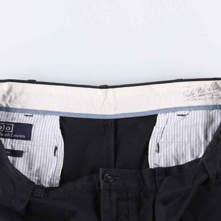 Ralph Lauren POLO by Ralph Lauren Classic Fit Two-Pleated Chino Pants, Men's, Size W34 cotton black type Vintage Second Hand