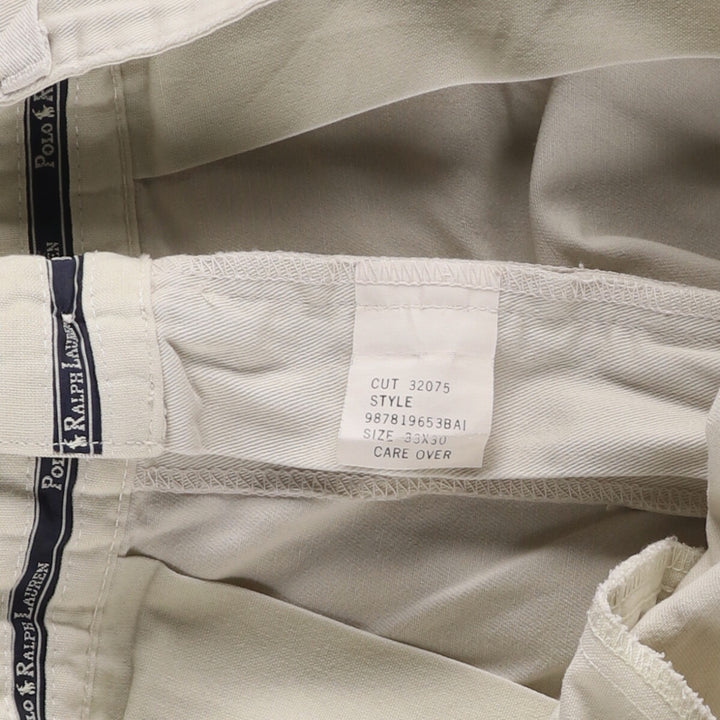 Vintage 90'S Ralph Lauren Polo Hammond Pant, two-pleat chino pants, made in the USA, men's size W33. cotton pale white type Vintage Second Hand
