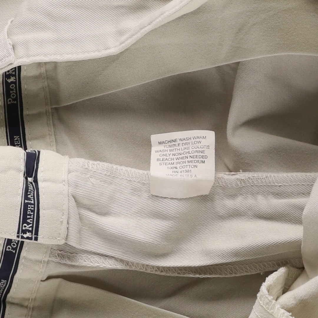 Vintage 90'S Ralph Lauren Polo Hammond Pant, two-pleat chino pants, made in the USA, men's size W33. cotton pale white type Vintage Second Hand