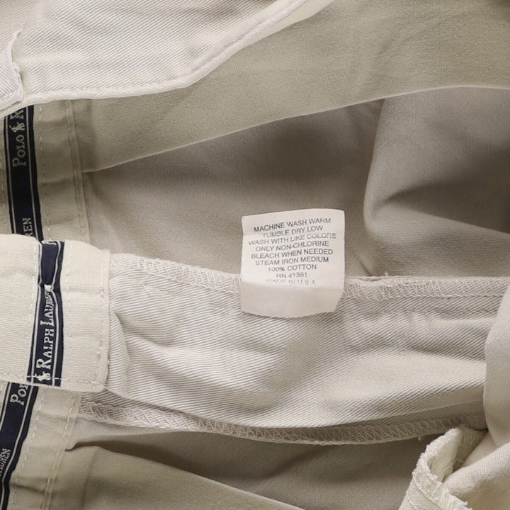 Vintage 90'S Ralph Lauren Polo Hammond Pant, two-pleat chino pants, made in the USA, men's size W33. cotton pale white type Vintage Second Hand